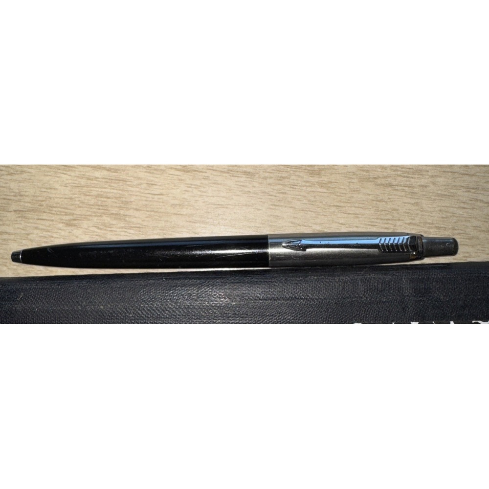 Vintage Parker T-Ball Jotter Dark Black/Silver Pen w/Halo & Arrow Late 80's-90's